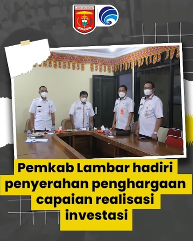 Pemkab Lambar hadiri Penyerahan Penghargaan capaian Realisasi Investasi