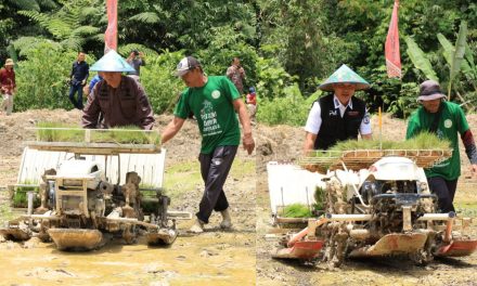 Wujudkan Astacita Presiden Kajati Lampung Bersama Bupati Lambar Tanam Padi Bersama Warga