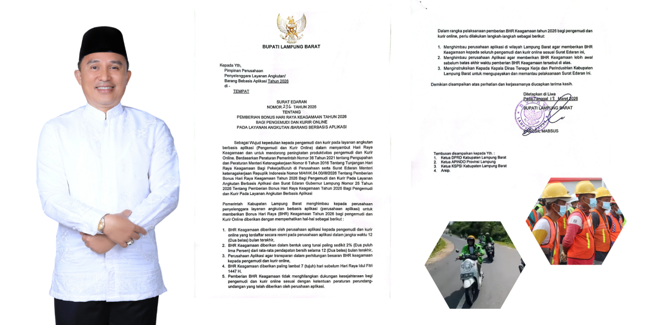 Pemkab Lampung Barat Terbitkan Surat Edaran BHR untuk Driver Online dan THR bagi Pekerja 2026